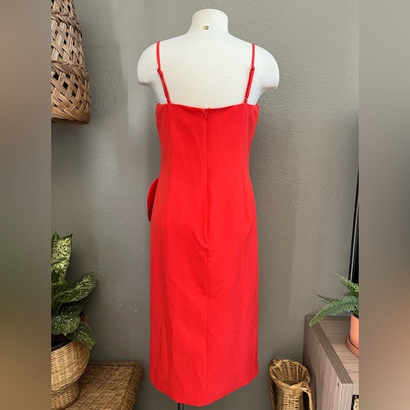☑️ Bardot Carmelle Cocktail Dress Ruffle Slit Fitted size 10/L - Picture 8 of 12